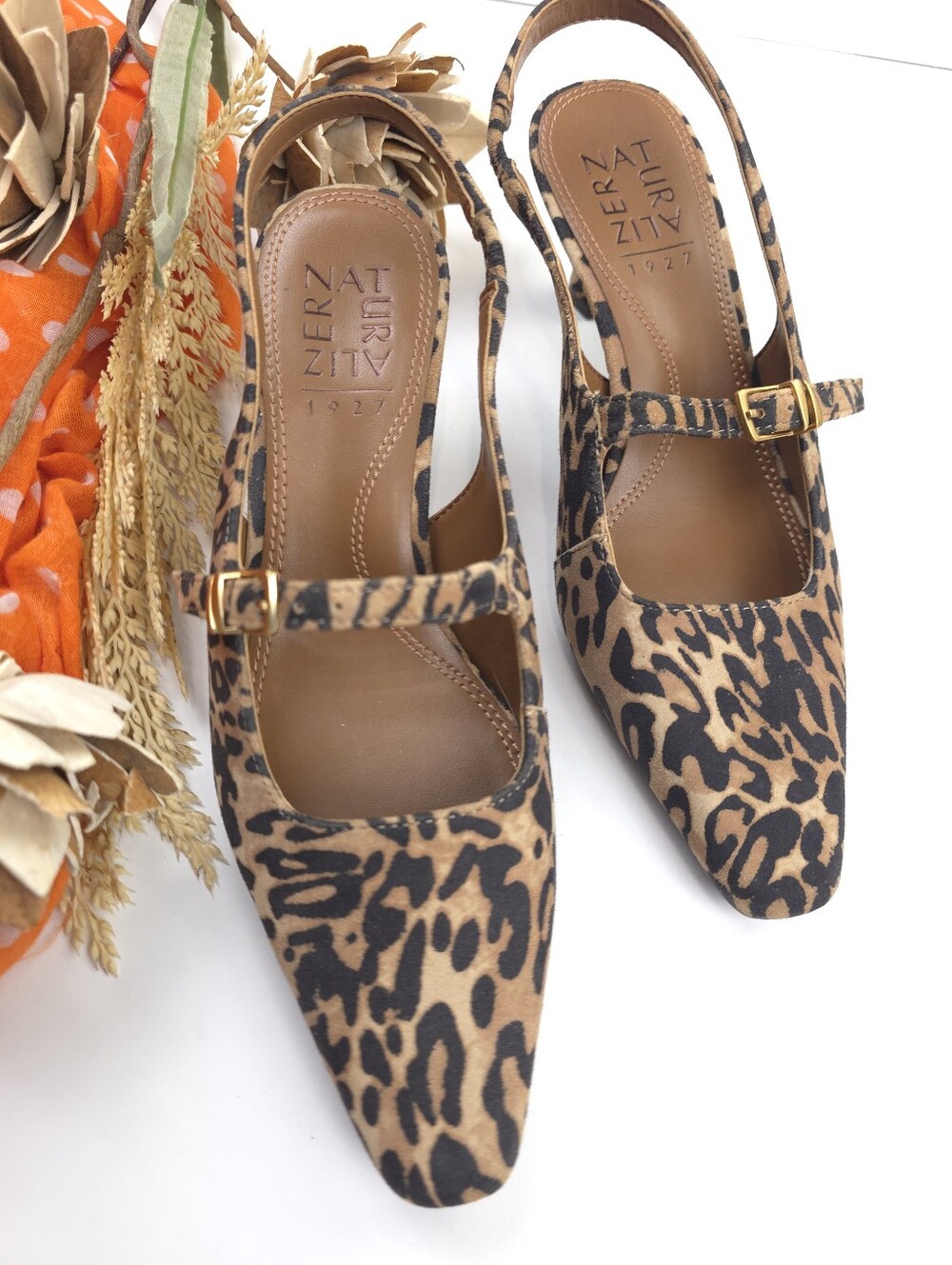 New NATURALIZER Leopard Print Slingback Mary Jane Kitten Heel Pumps Sz 6m - Picture 6 of 9
